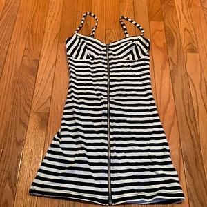 Mink pink striped zip front bodycon dress